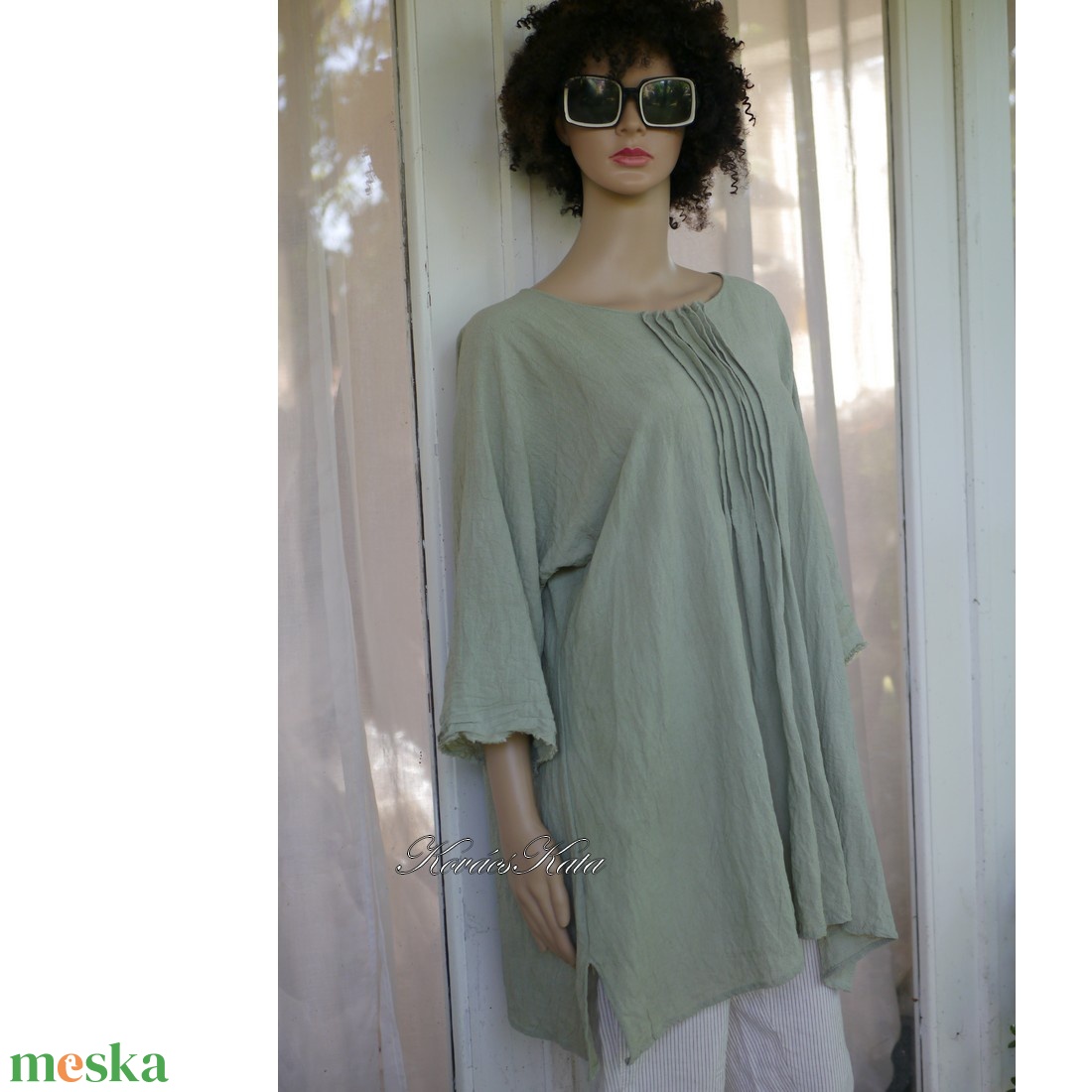 ABIGÉL - lagenlook design tunika / pisztácia - ruha & divat - női ruha - tunika - Meska.hu