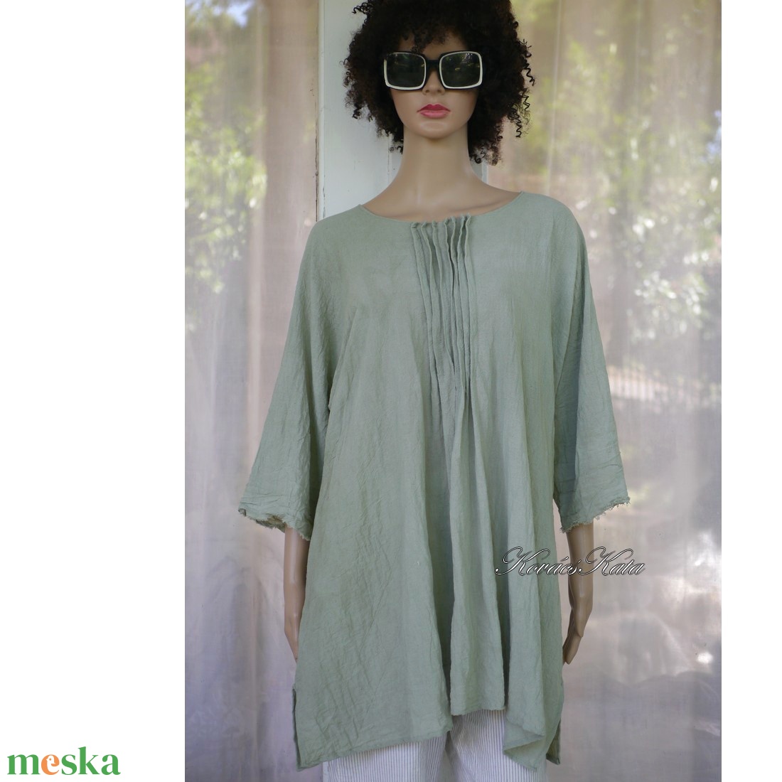 ABIGÉL - lagenlook design tunika / pisztácia - ruha & divat - női ruha - tunika - Meska.hu