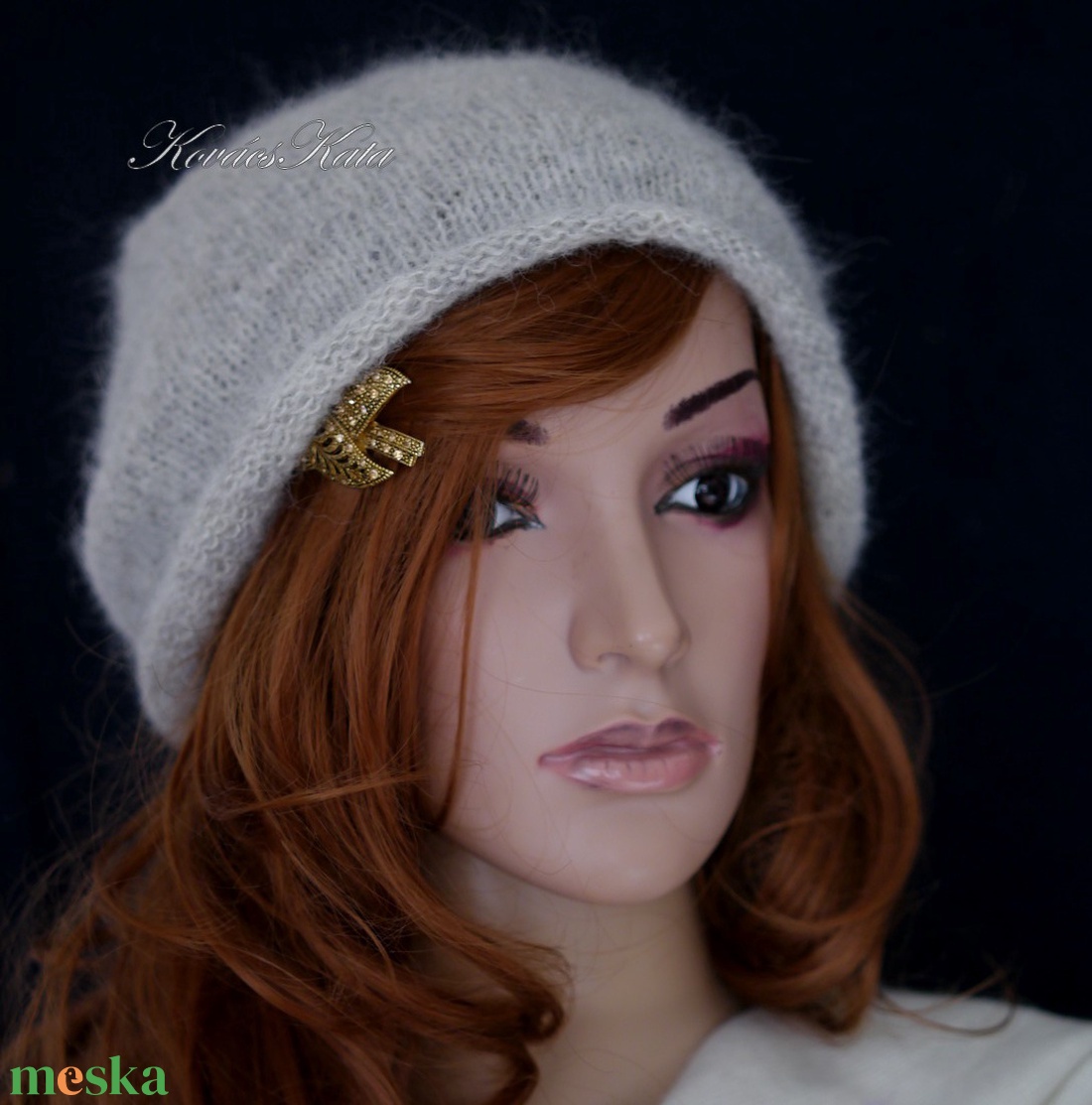 NANNA - trendi kézzel kötött beanie, alpaca-silk sapka / homok - ruha & divat - sál, sapka, kendő - sapka - Meska.hu