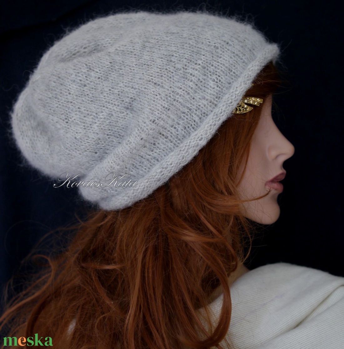 NANNA - trendi kézzel kötött beanie, alpaca-silk sapka / homok - ruha & divat - sál, sapka, kendő - sapka - Meska.hu