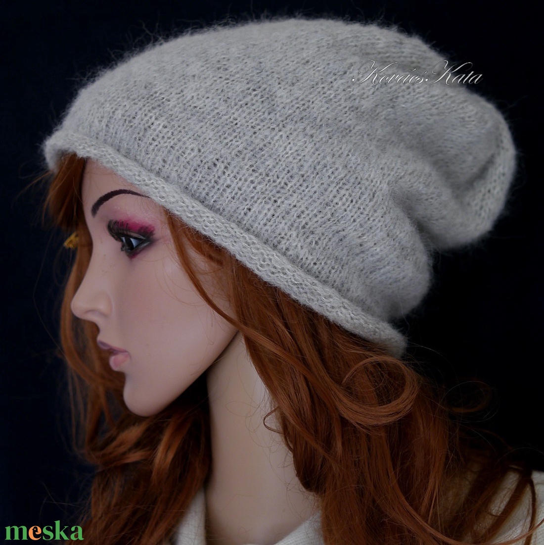 NANNA - trendi kézzel kötött beanie, alpaca-silk sapka / homok - ruha & divat - sál, sapka, kendő - sapka - Meska.hu