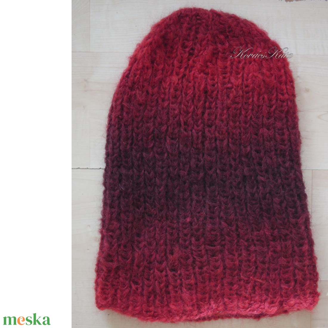 SOFFIO BEANIE  - trendi mohair ombre kézzel kötött sapka/ piros - ruha & divat - sál, sapka, kendő - sapka - Meska.hu