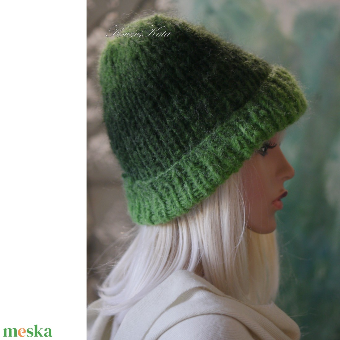 SOFFIO BEANIE  - trendi mohair ombre kézzel kötött sapka/ zöld - ruha & divat - sál, sapka, kendő - sapka - Meska.hu