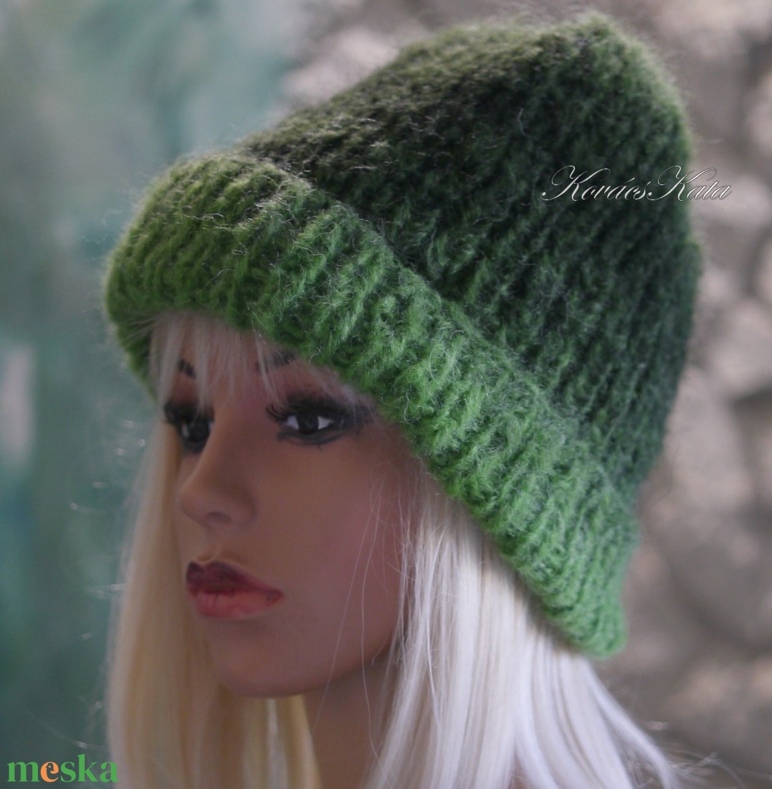 SOFFIO BEANIE  - trendi mohair ombre kézzel kötött sapka/ zöld - ruha & divat - sál, sapka, kendő - sapka - Meska.hu