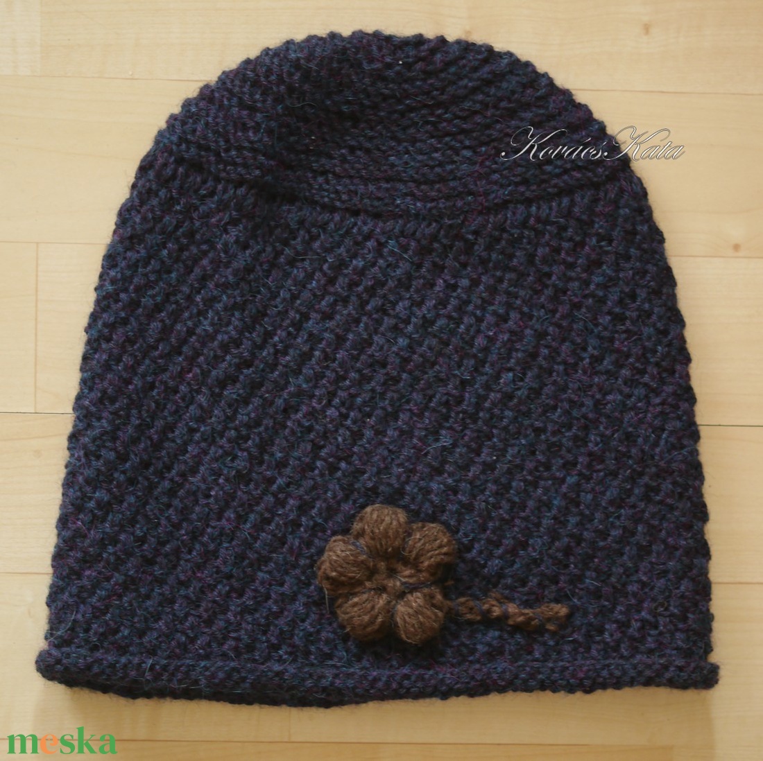 LIBERTY / beanie  - kézzel kötött exkluzív alpaka sapka / szilvakék-lila - ruha & divat - sál, sapka, kendő - sapka - Meska.hu