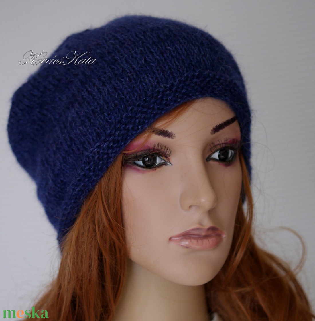 ALPACA BEANIE - exkluzív kézzel kötött alpaka-moher slouchy sapka / kékes - ruha & divat - sál, sapka, kendő - sapka - Meska.hu
