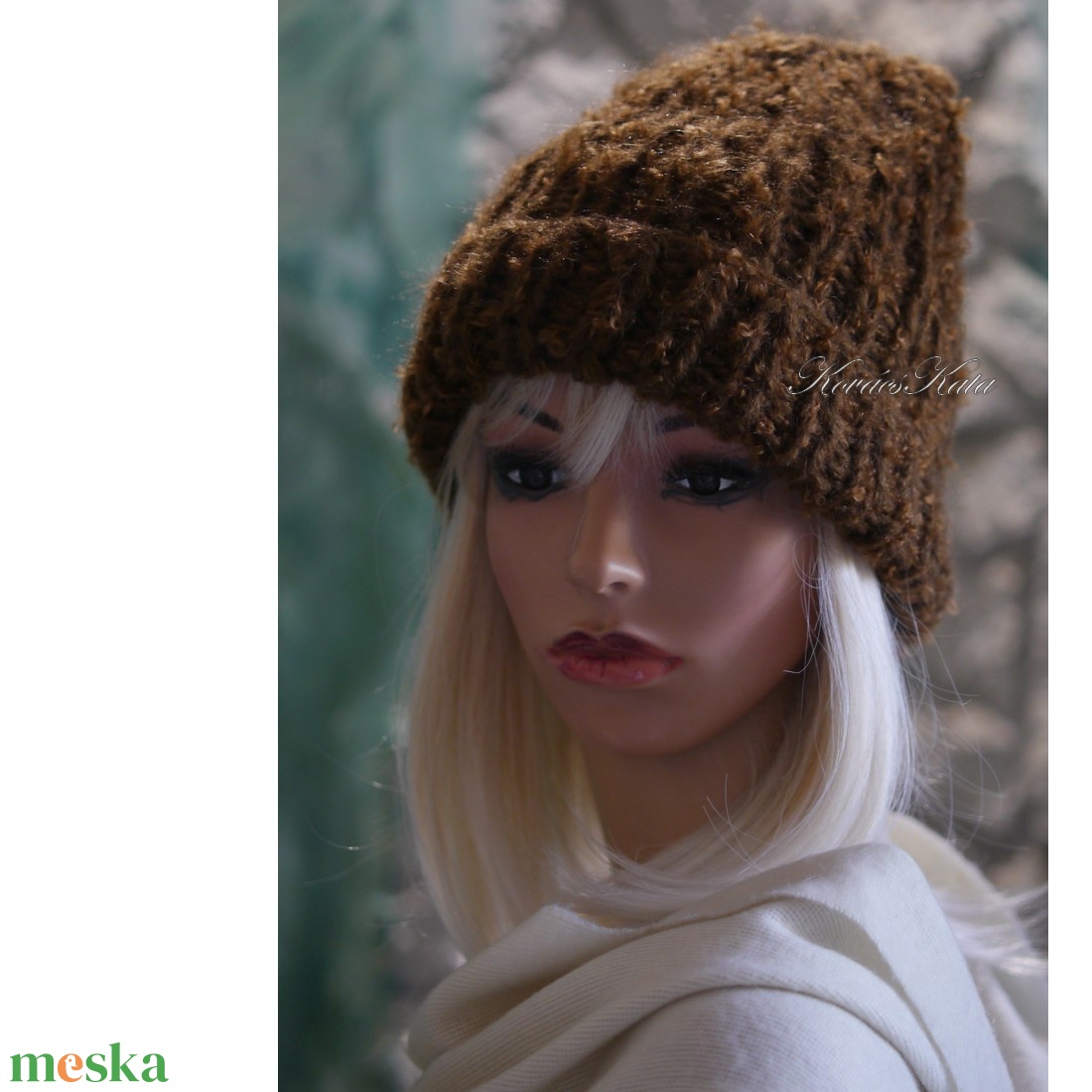 BALIBEANIE  - extravastag buklé-mohair kézzel kötött sapka / barna - ruha & divat - sál, sapka, kendő - sapka - Meska.hu
