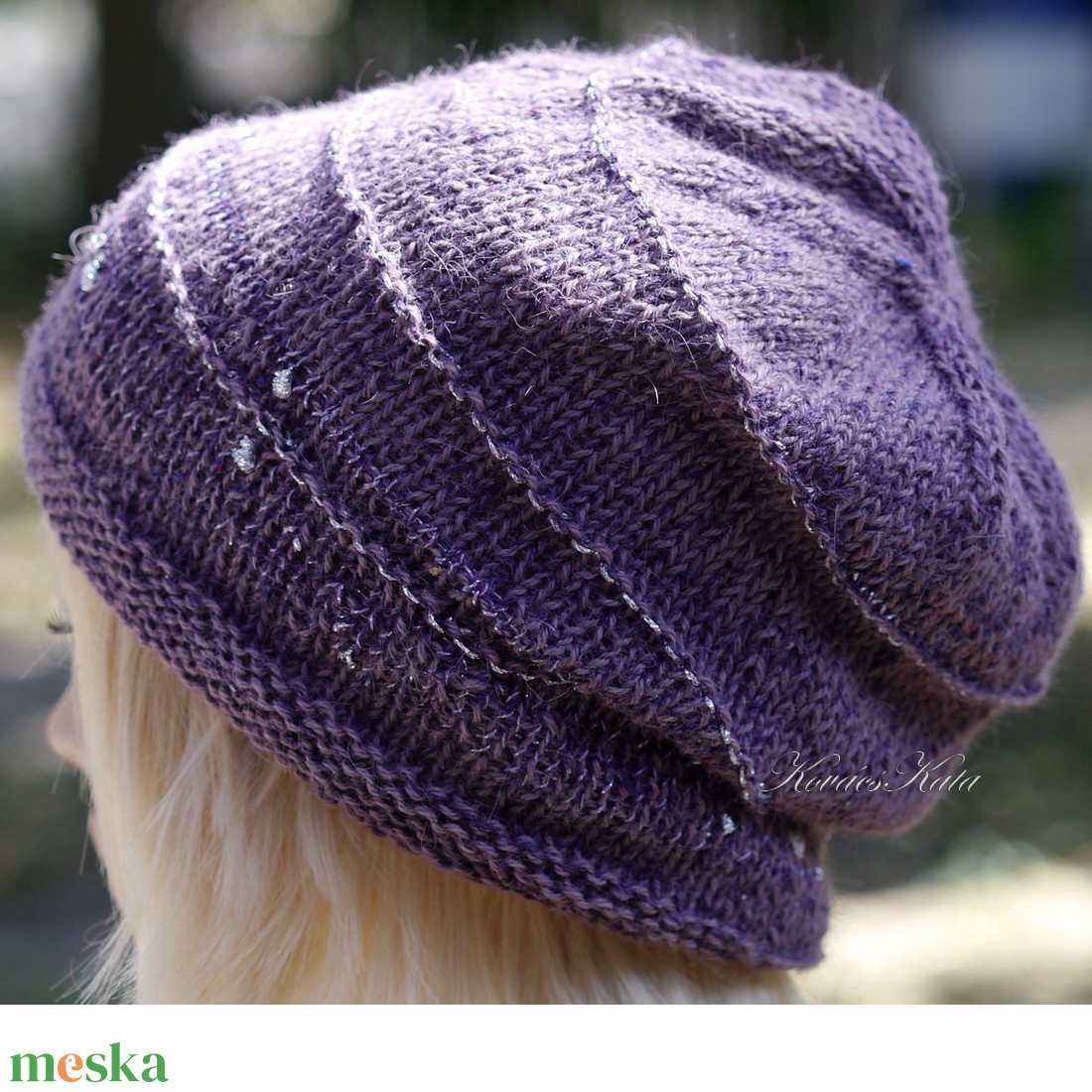 ALPACA LUX - exkluzív kézzel kötött alpaka-burett beanie, sapka / mályvalila - ruha & divat - sál, sapka, kendő - sapka - Meska.hu