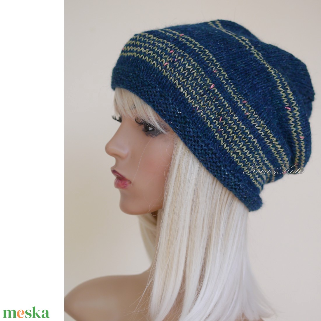 ALPACA LUX - exkluzív kézzel kötött alpaka-burett beanie, sapka / petrolkék - ruha & divat - sál, sapka, kendő - sapka - Meska.hu