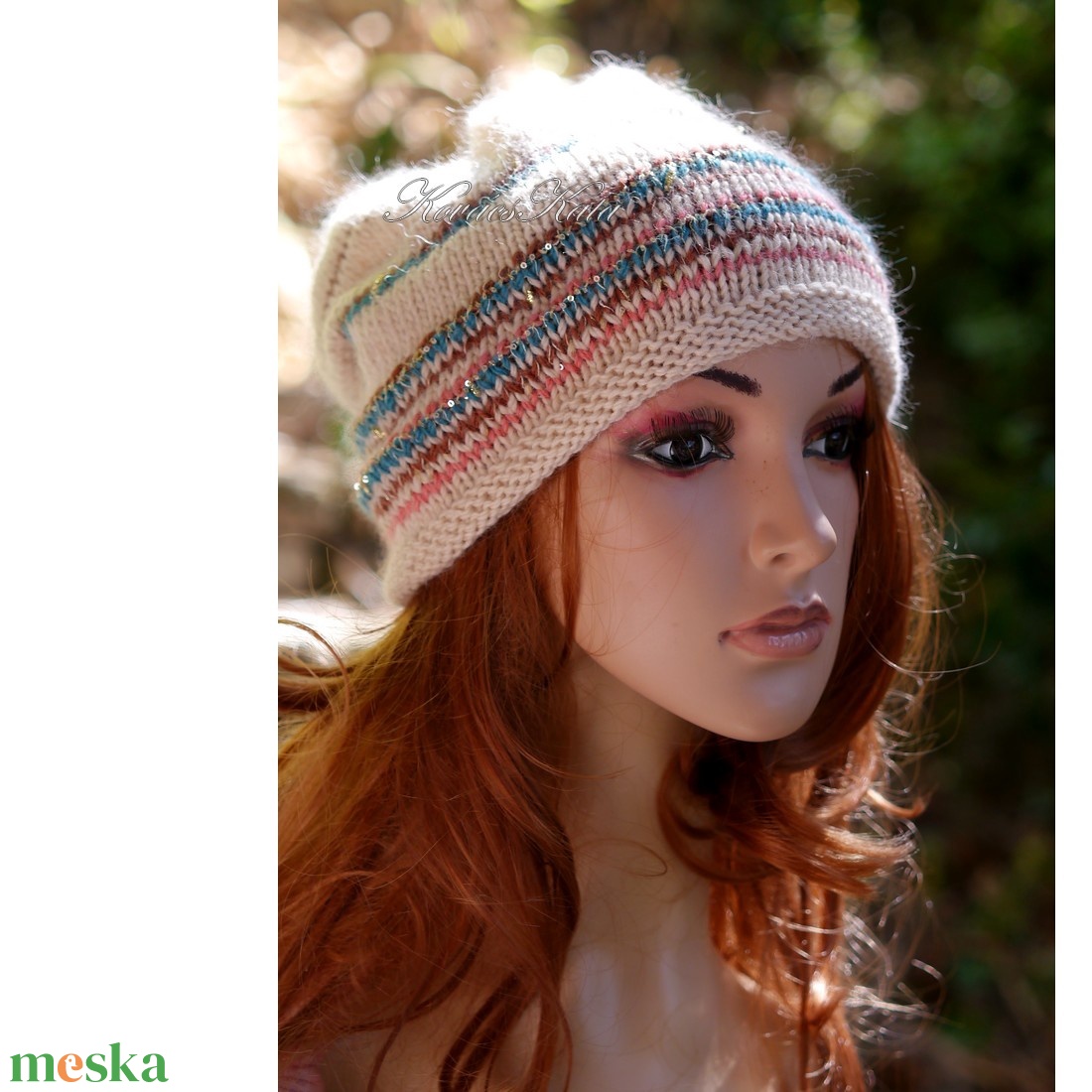 POMPÁS ANGORA BEANIE - exkluzív kézzel kötött sapka  - ruha & divat - sál, sapka, kendő - sapka - Meska.hu