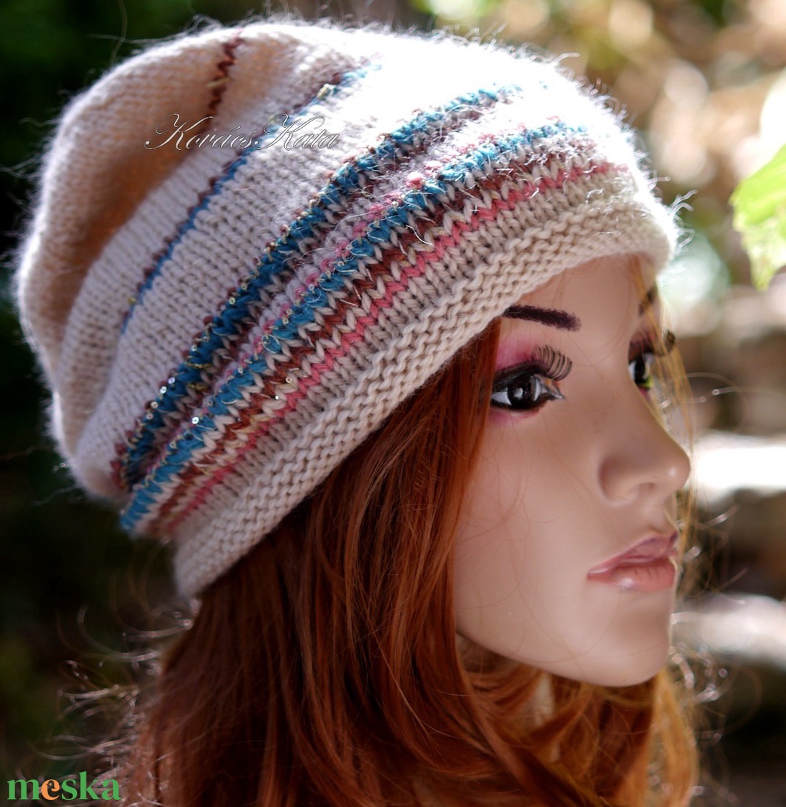 POMPÁS ANGORA BEANIE - exkluzív kézzel kötött sapka  - ruha & divat - sál, sapka, kendő - sapka - Meska.hu