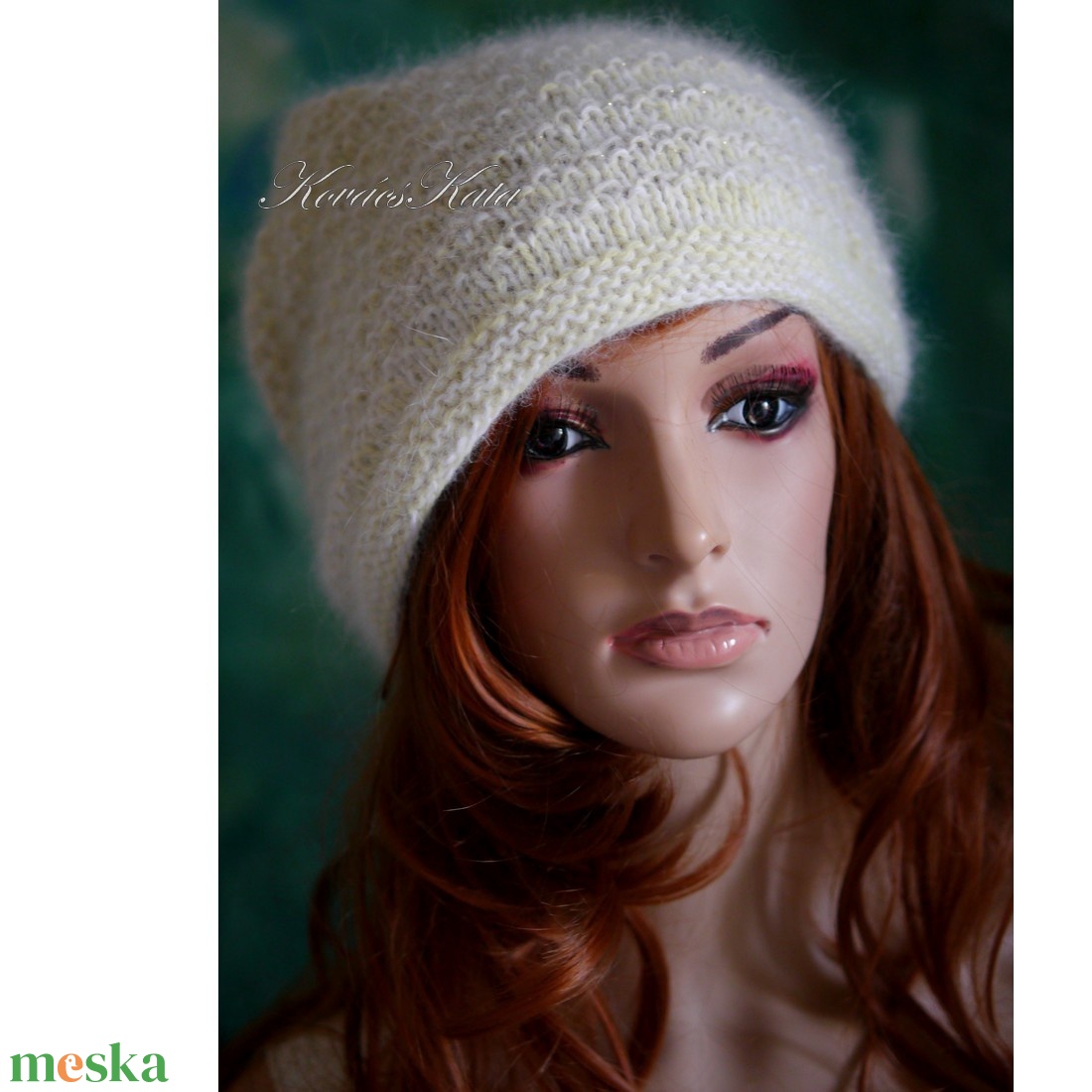 ANGORA LUX - exkluzív kézzel kötött angora sapka / vanília - ruha & divat - sál, sapka, kendő - sapka - Meska.hu