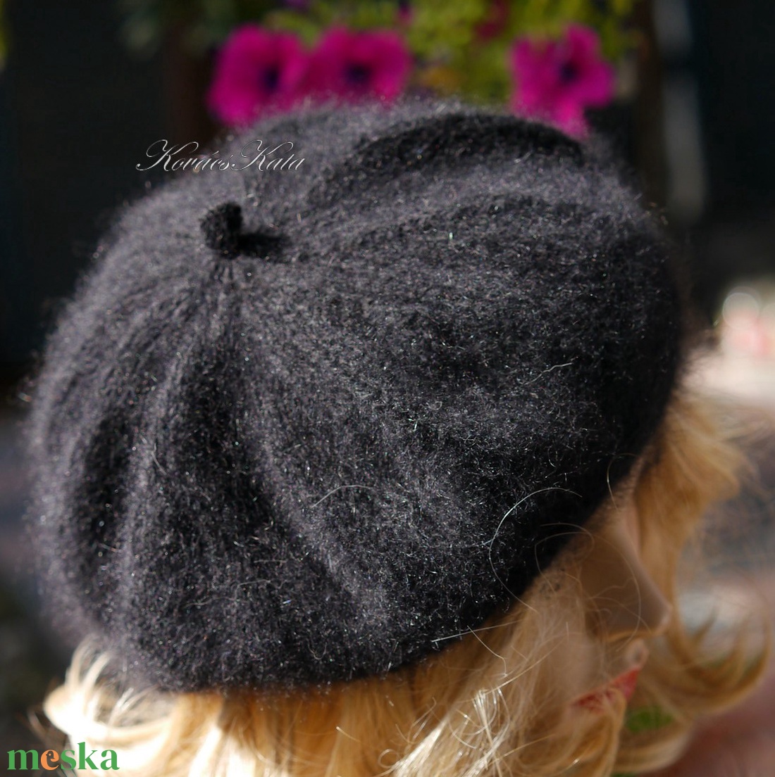 MICI-SAPI / angora - exkluzív kézzel kötött svájci sapka, barett / fekete - ruha & divat - sál, sapka, kendő - sapka - Meska.hu