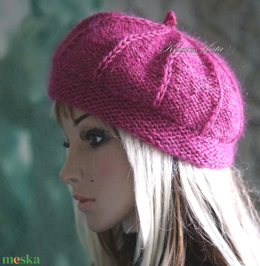 ALETTA / magenta - exkluzív kézzel kötött-festett deluxe silk-jak, mohair silk svájci sapka, barett    - ruha & divat - sál, sapka, kendő - sapka - Meska.hu