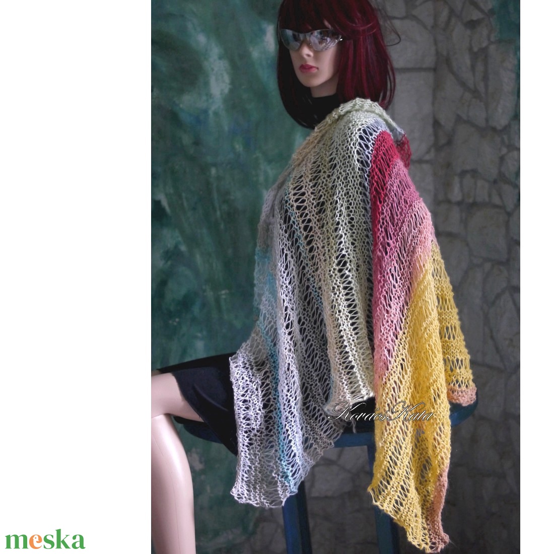 MOHAIR DREAM CSIPKEKENDŐ - kézzel kötött színátmenetes vállkendő, sálkendő - ruha & divat - sál, sapka, kendő - vállkendő - Meska.hu