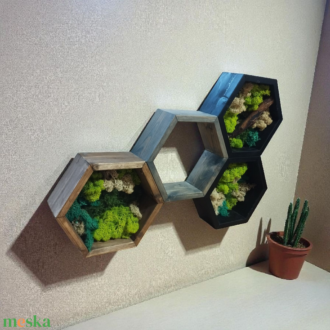 Mohás hexagon polc  - otthon & életmód - bútor - polc - Meska.hu