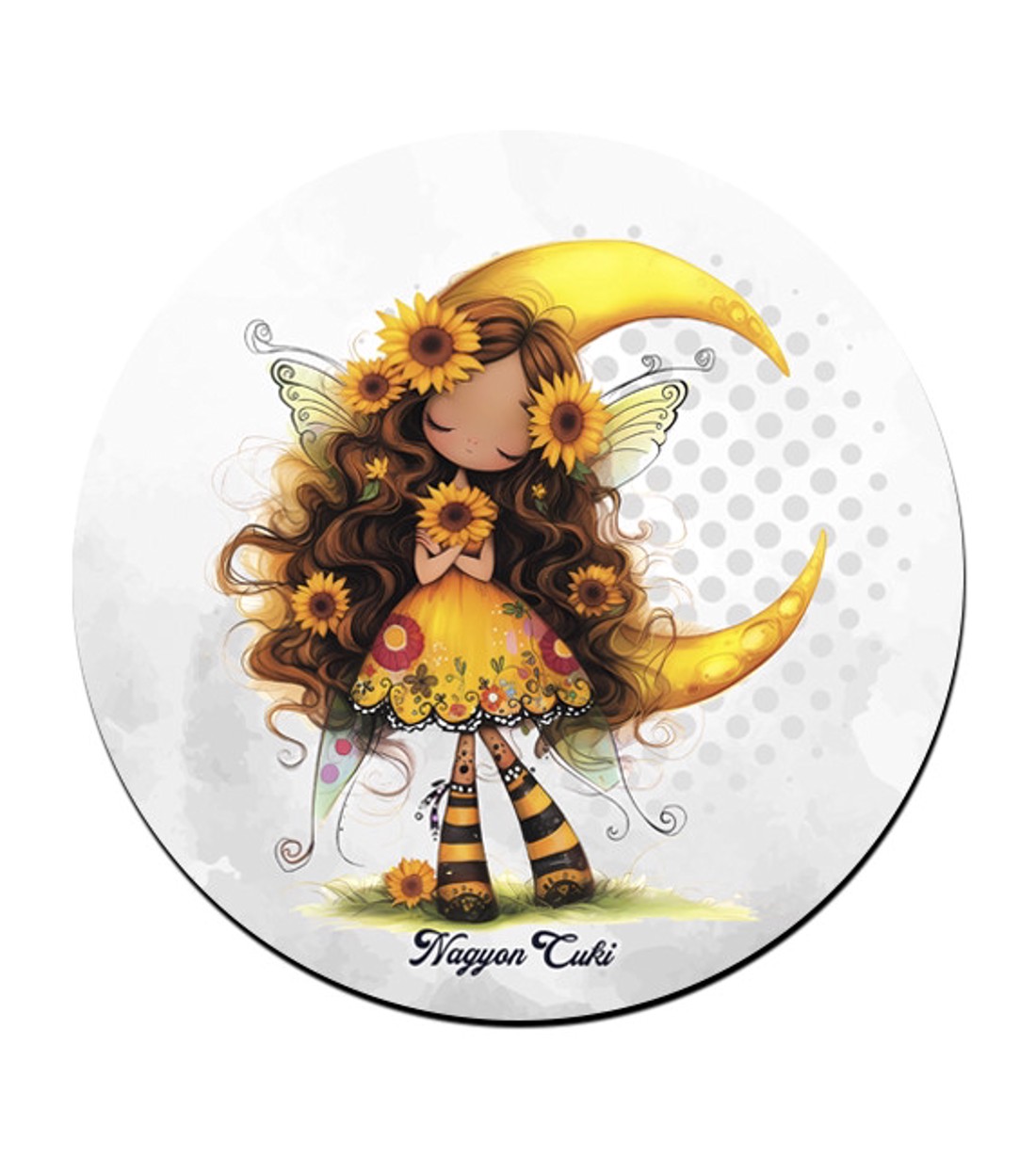 Hosszúhajú cuki Napraforgós tündérlány pohár alátét -  - Meska.hu