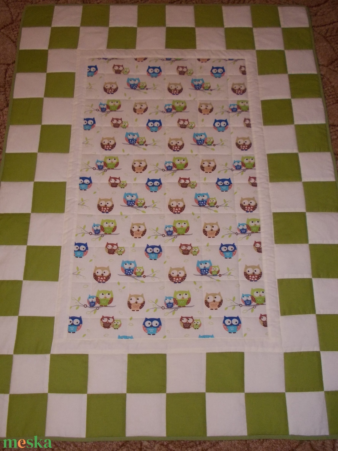 Patchwork takaró és párna (zöld-baglyos) - otthon & lakás - lakástextil - Meska.hu Patchwork takaró és párna (zöld-baglyos) - otthon & lakás - lakástextil - Meska.hu
