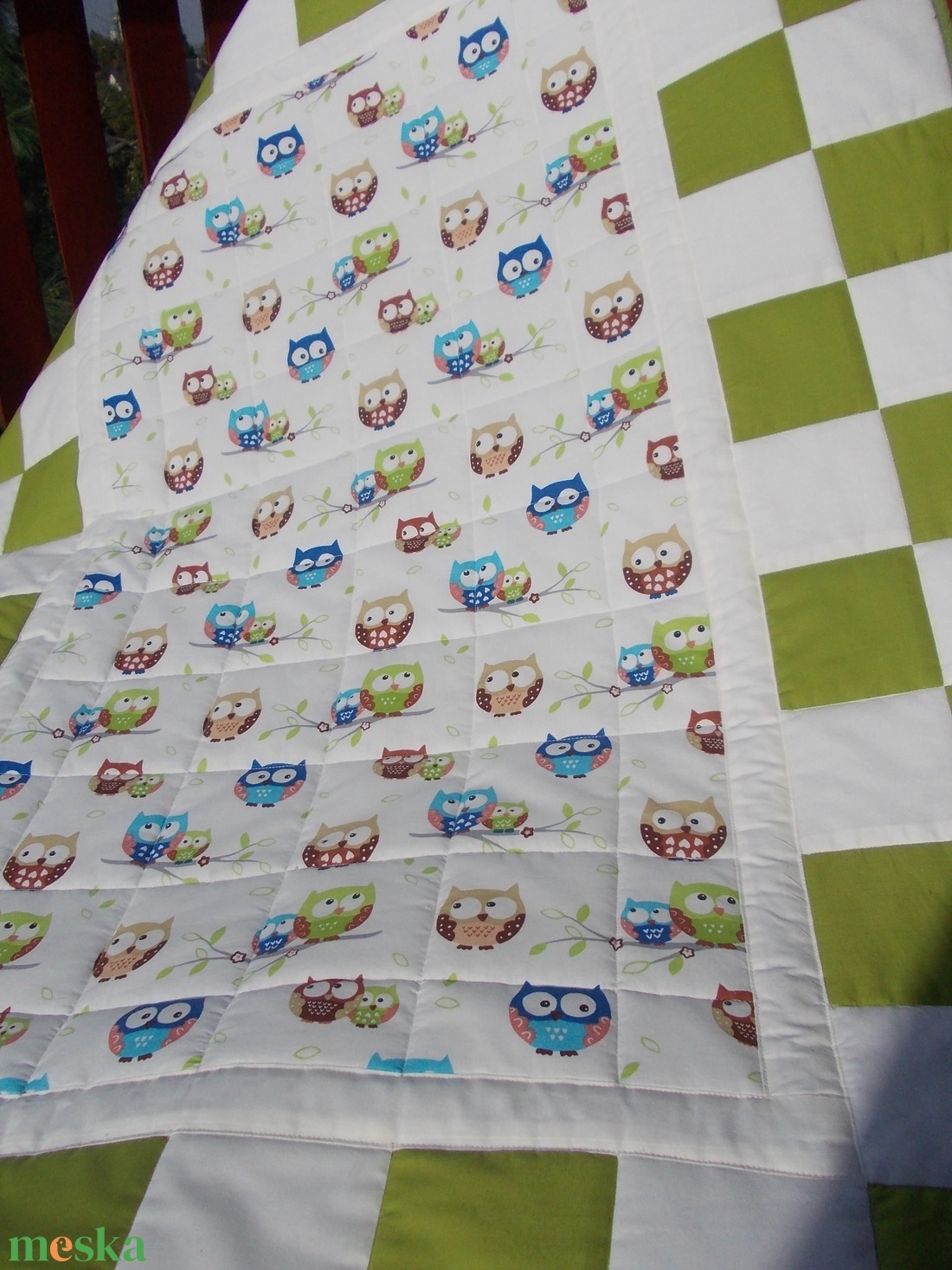 Patchwork takaró és párna (zöld-baglyos) - otthon & lakás - lakástextil - Meska.hu Patchwork takaró és párna (zöld-baglyos) - otthon & lakás - lakástextil - Meska.hu