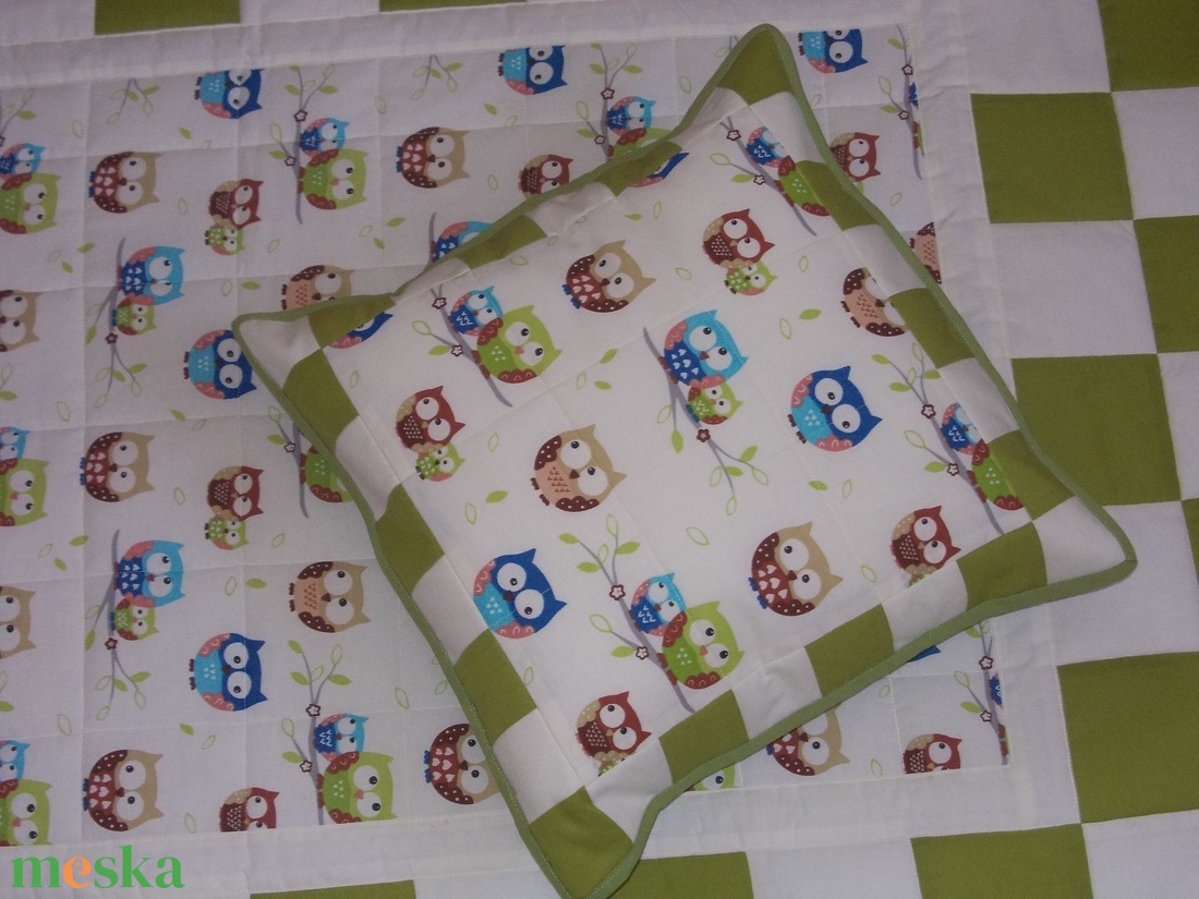 Patchwork takaró és párna (zöld-baglyos) - otthon & lakás - lakástextil - Meska.hu Patchwork takaró és párna (zöld-baglyos) - otthon & lakás - lakástextil - Meska.hu