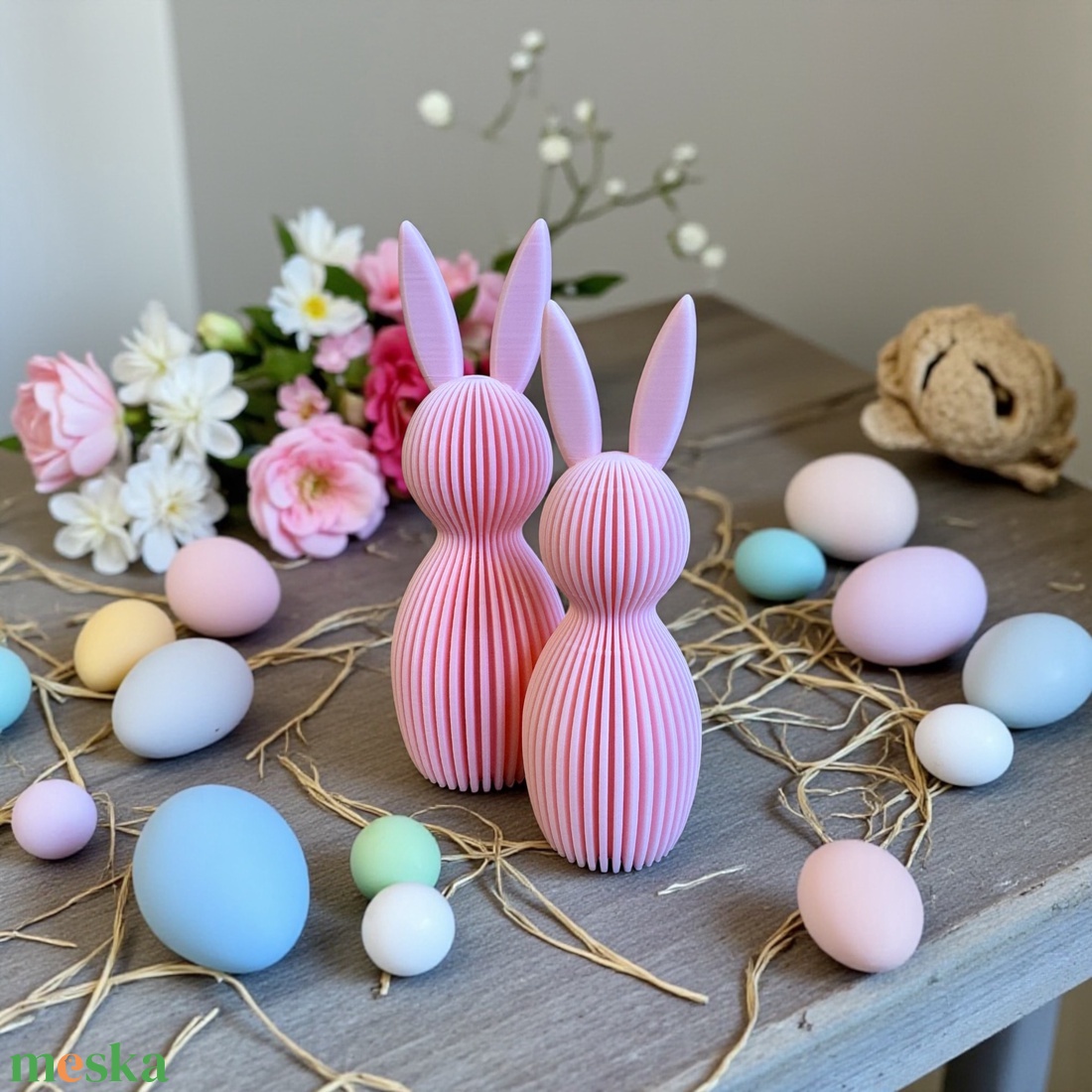3D nyomtatott Minimalista Nyuszi szett - ünnepi díszek, dekorációk - húsvéti díszek és dekorációk - húsvéti asztaldíszek - Meska.hu