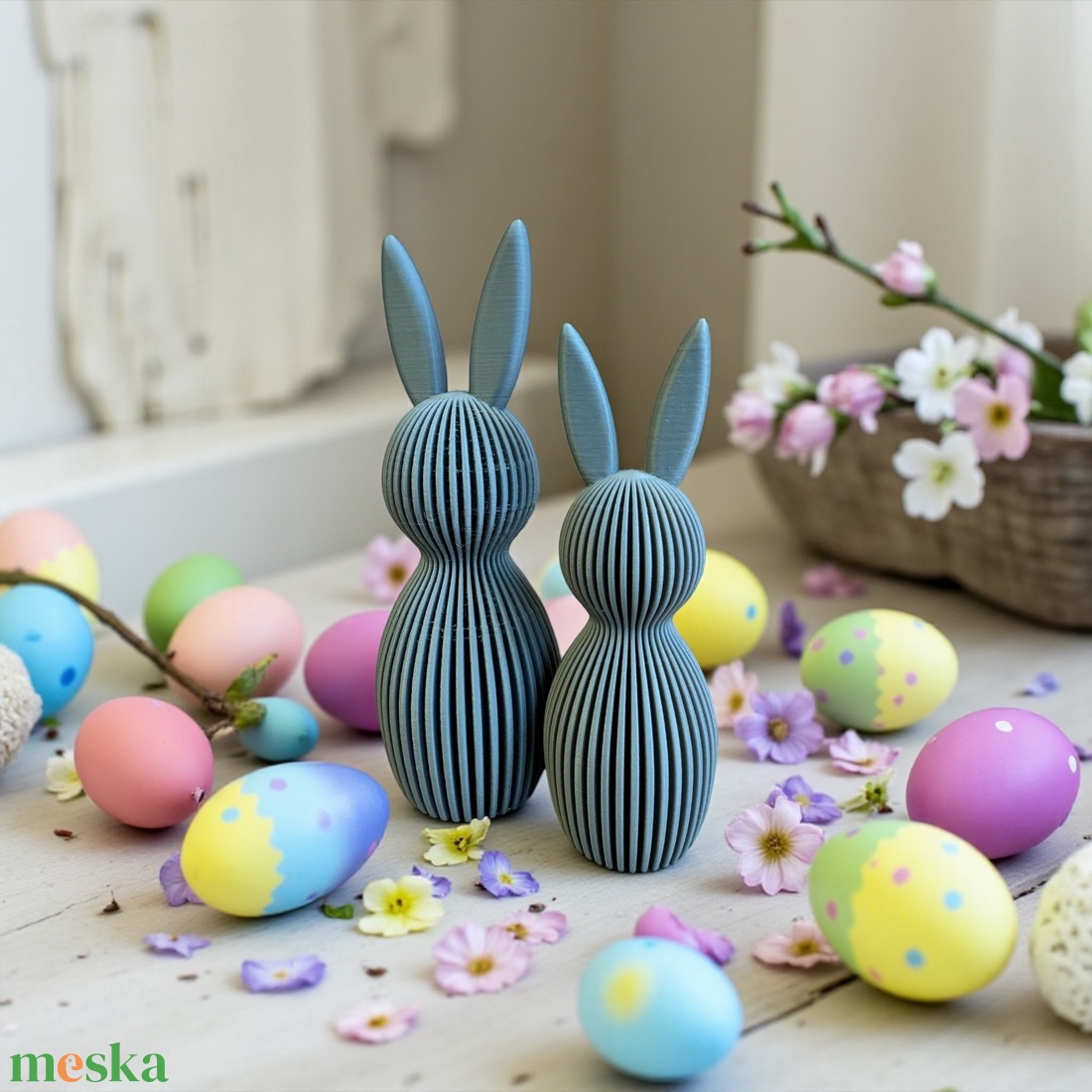 3D nyomtatott Minimalista Nyuszi szett - ünnepi díszek, dekorációk - húsvéti díszek és dekorációk - húsvéti asztaldíszek - Meska.hu