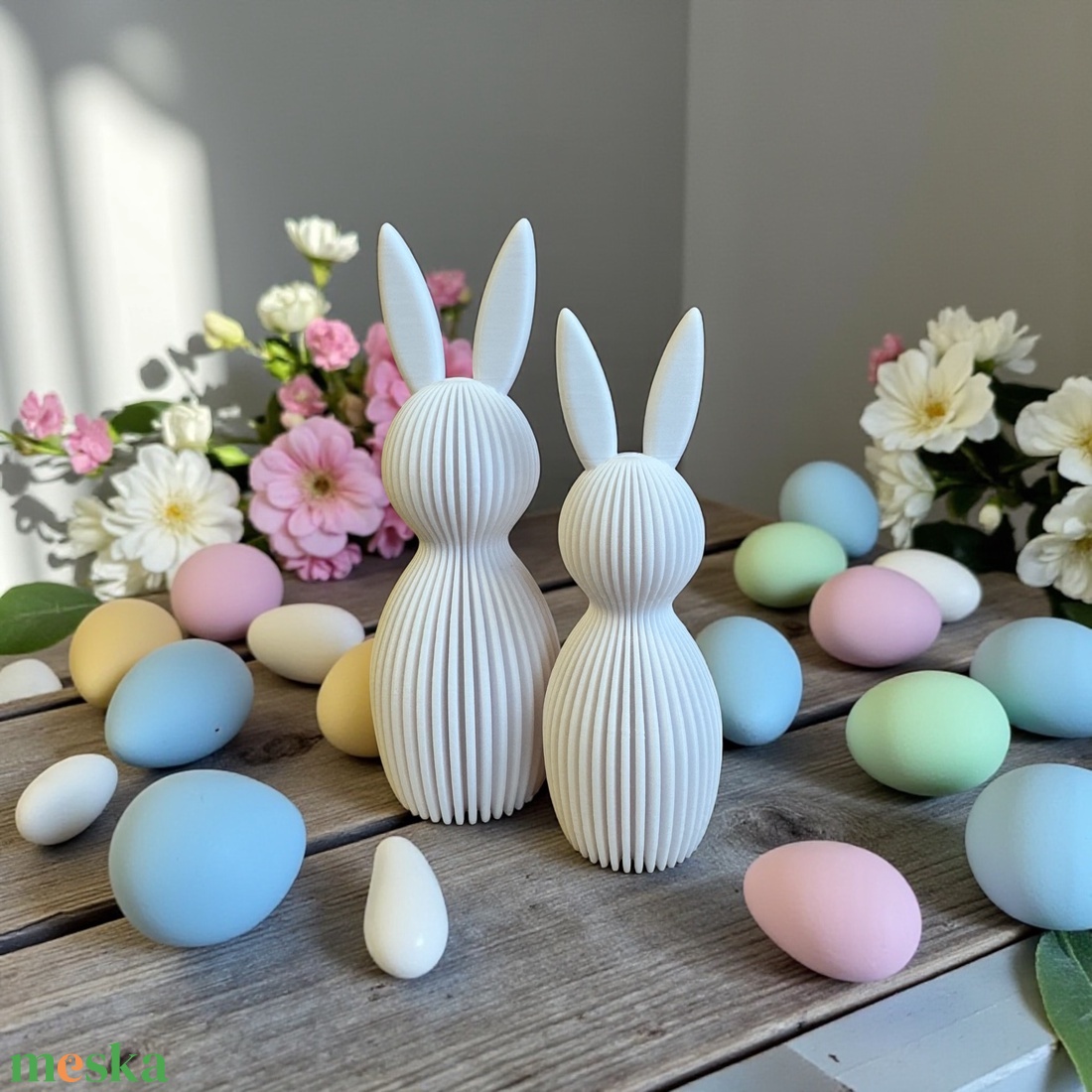 3D nyomtatott Minimalista Nyuszi szett - ünnepi díszek, dekorációk - húsvéti díszek és dekorációk - húsvéti asztaldíszek - Meska.hu