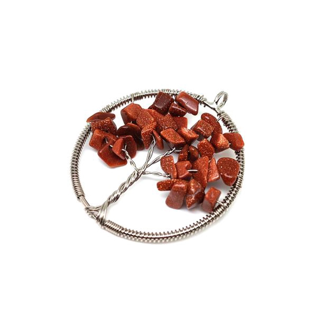 Életfa medál drótos goldstone vörös 5cm - ékszer - nyaklánc - medál - Meska.hu