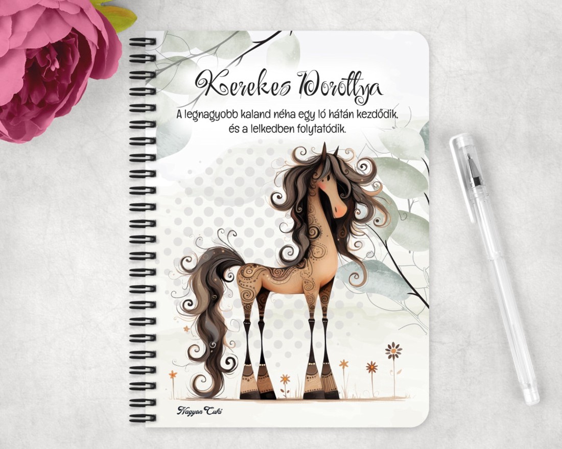 Személyre szabható - Kedves furi lovas mintás A5-ös füzet - otthon & életmód - papír, írószer - jegyzetfüzet & napló - Meska.hu