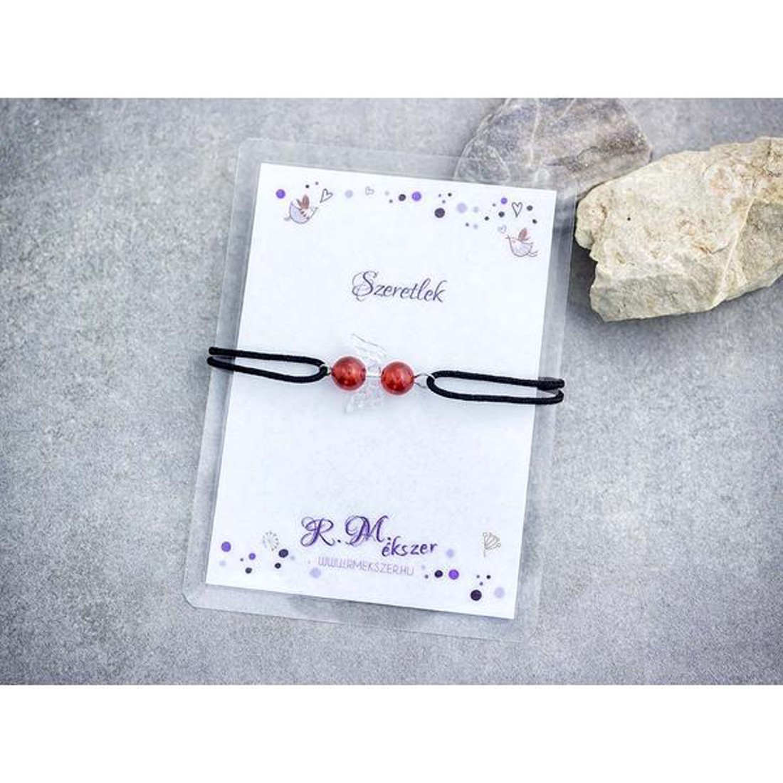 Szeretlek karneol angyal karkötő - ékszer - karkötő - gyöngyös karkötő - Meska.hu