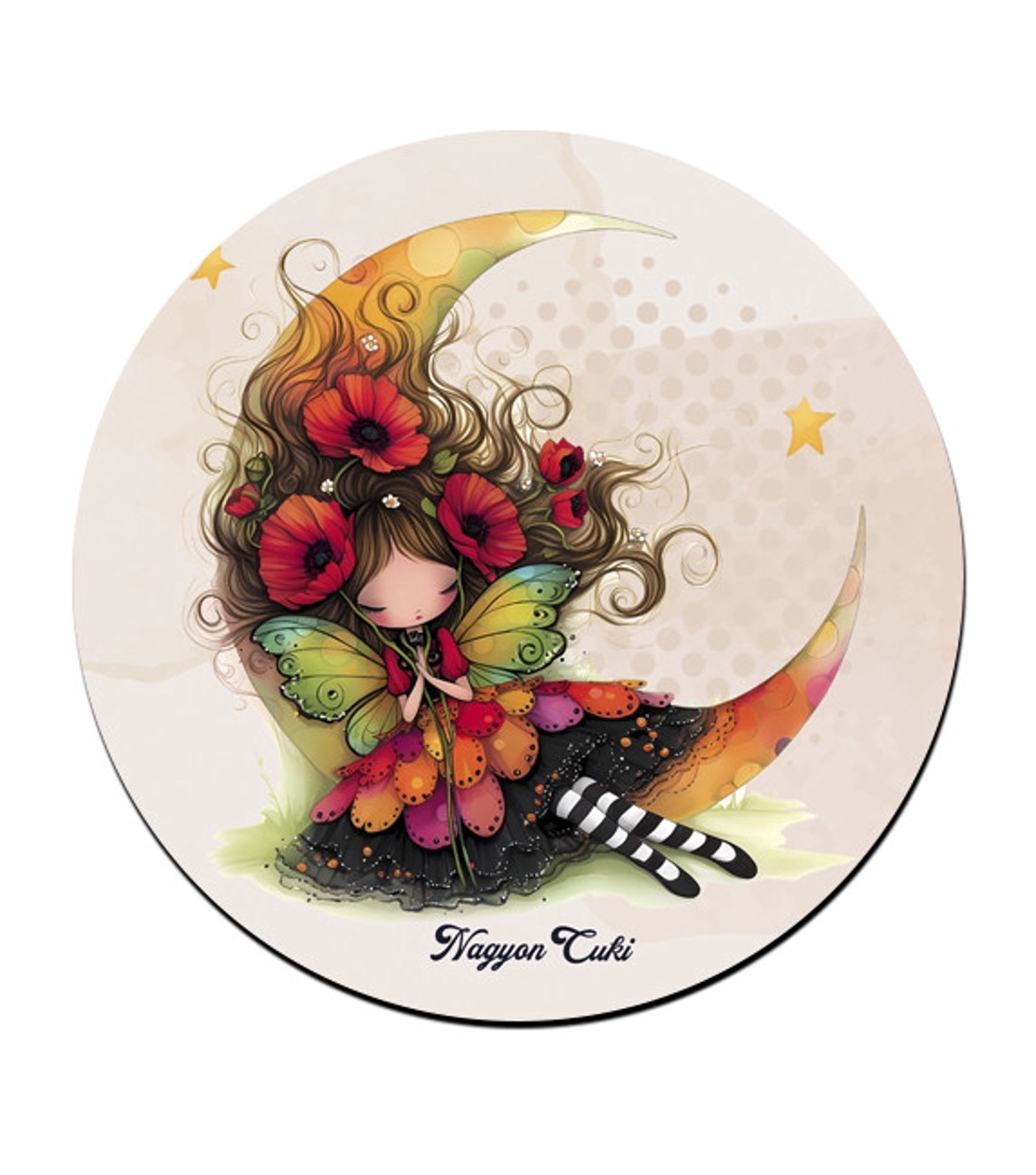 3 db aranyos pipacs tündérlány kör alakú alátét szett (#57) -  - Meska.hu