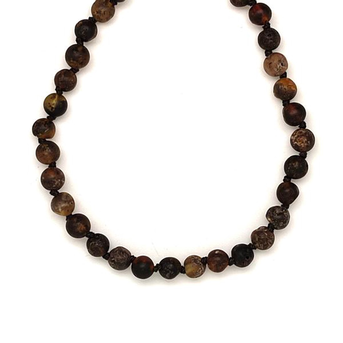 Borostyán sötét barna matt golyó 5mm nyaklánc 50cm - ékszer - nyaklánc - hosszú nyaklánc - Meska.hu
