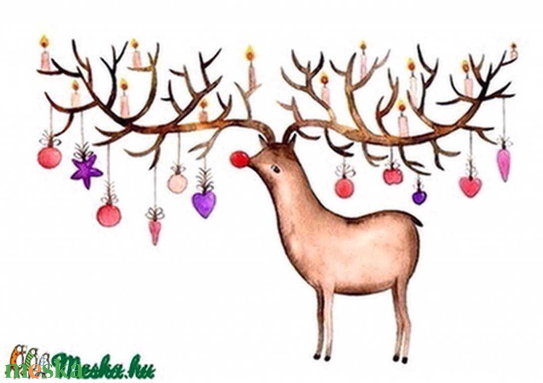 Ünnepi hangulatban - Print (Akvarell) - karácsony - karácsonyi lakásdekoráció - karácsonyi lakásdíszek - Meska.hu