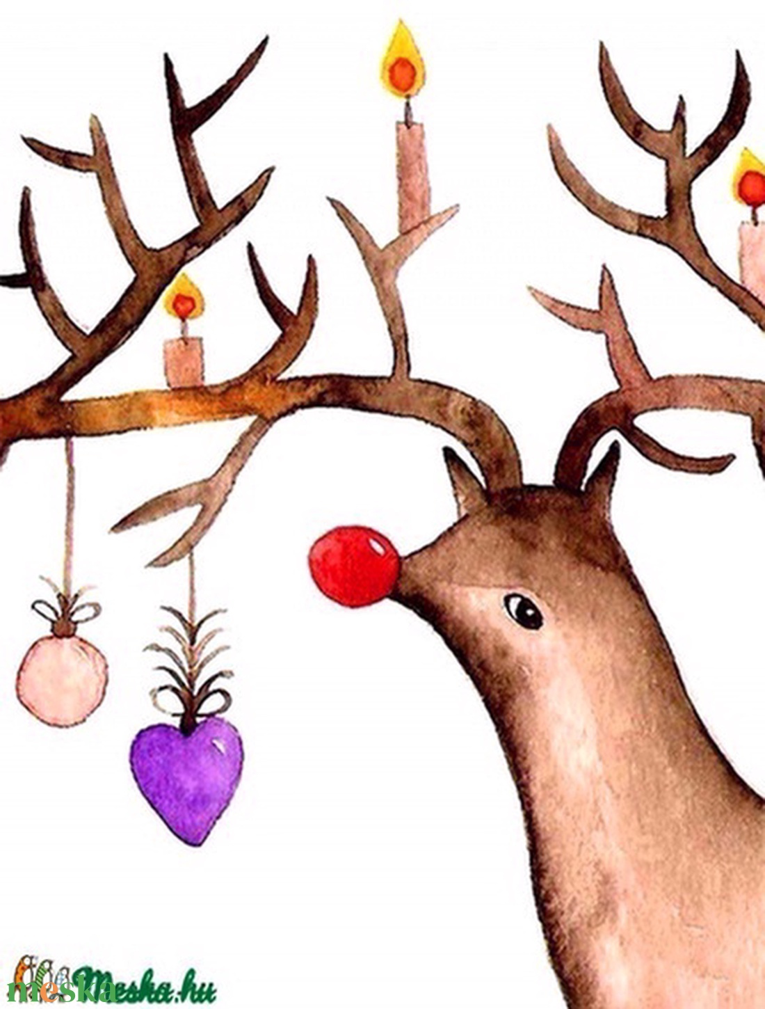 Ünnepi hangulatban - Print (Akvarell) - karácsony - karácsonyi lakásdekoráció - karácsonyi lakásdíszek - Meska.hu