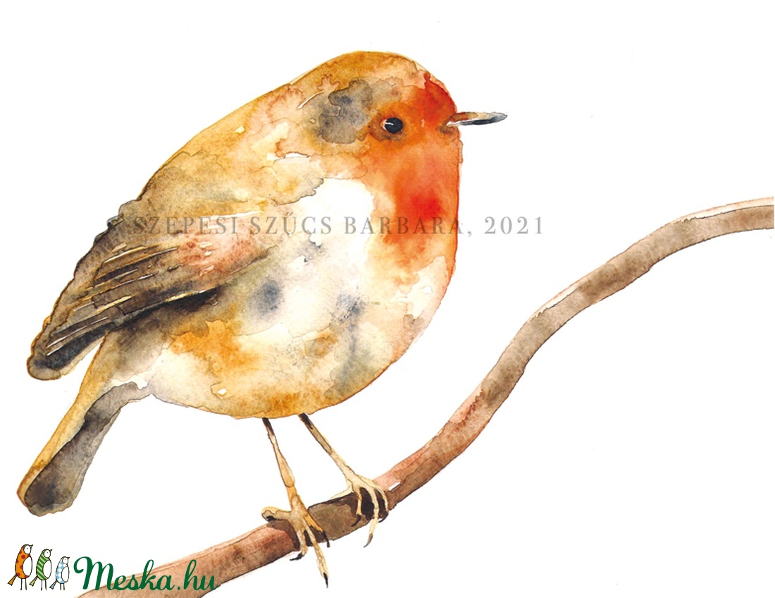 Vörösbegy - Print (Akvarell) - otthon & életmód - dekoráció - kép & falikép - kép & falikép - Meska.hu