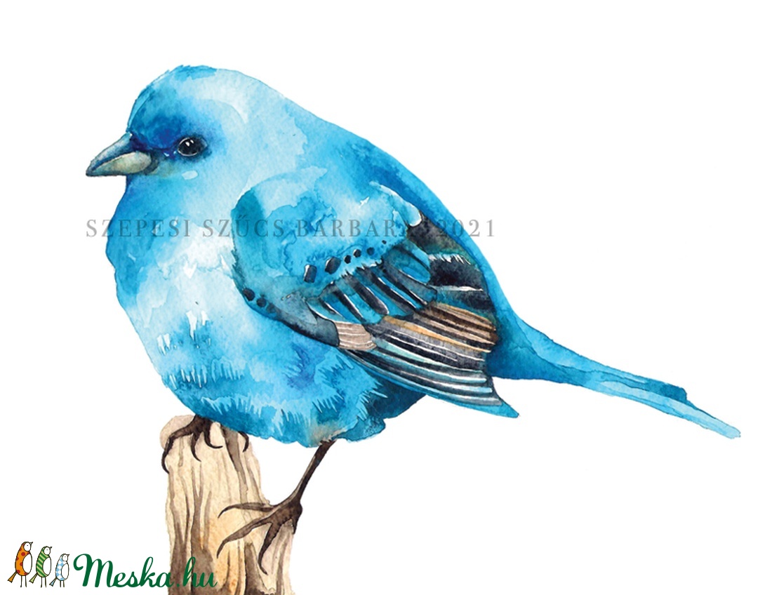 Kék madárka - Print (Akvarell) - otthon & életmód - dekoráció - kép & falikép - kép & falikép - Meska.hu