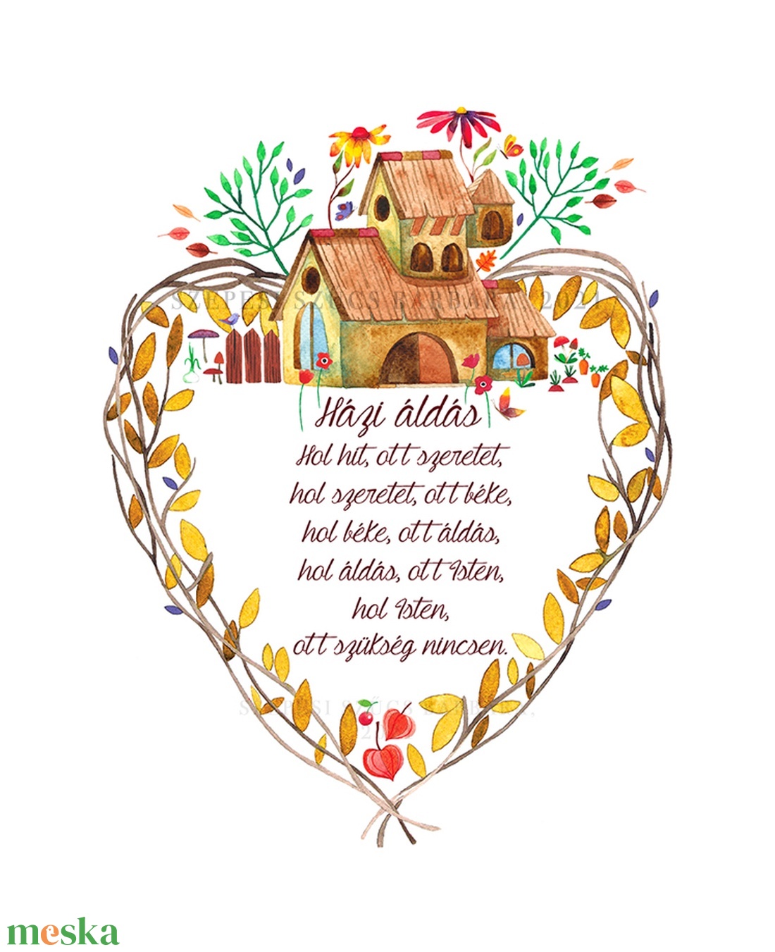 Házi áldás - Print (Akvarell) - otthon & életmód - vallás - házi áldás - Meska.hu