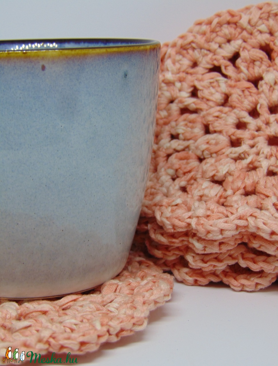 Lazacszínű poháralátét szett - otthon & életmód - konyhafelszerelés, tálalás - tálalás - tányér- és poháralátét - Meska.hu