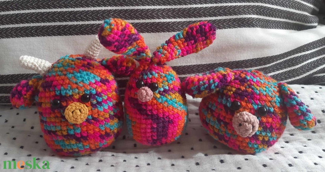 Három horgolt állatka - játék & sport - plüssállat & játékfigura - más figura - Meska.hu