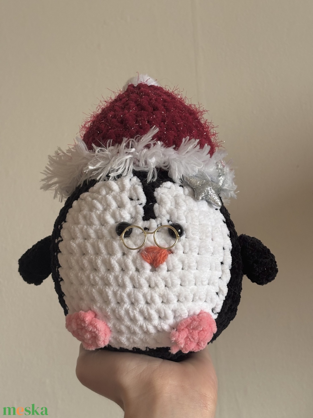 Horgolt Karácsonyi Pingvin - játék & sport - plüssállat & játékfigura - más figura - Meska.hu