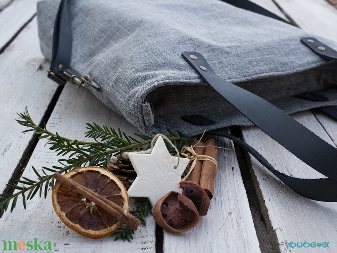 CAPENSIS kollekció - Variálható valódi bőr pántos szürke szövettáska - táska & tok - kézitáska & válltáska - nagy pakolós táska - Meska.hu