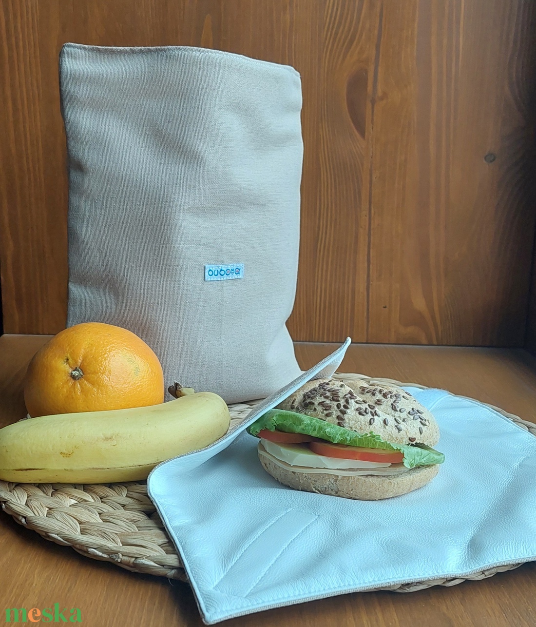 BUBOXA GREEN  többször használatos letörölhető uzsonnacsomagoló szett - újraszalvéta + újratasak - táska & tok - uzsonna- & ebéd tartó - szendvics csomagoló - Meska.hu