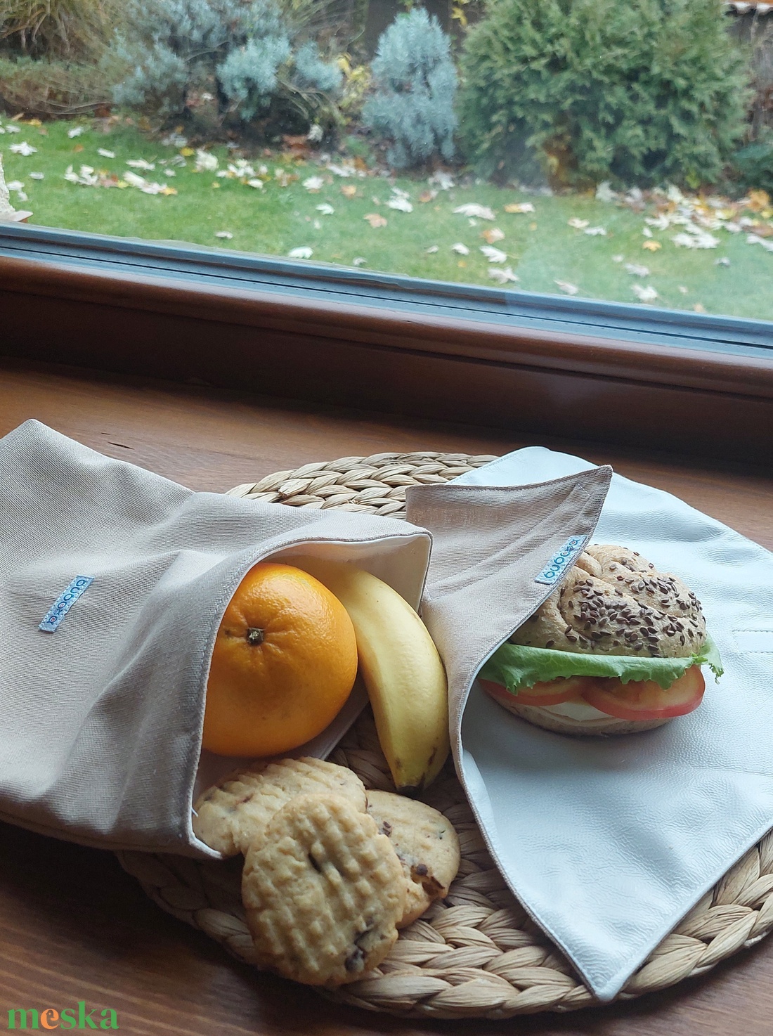 BUBOXA GREEN  többször használatos letörölhető uzsonnacsomagoló szett - újraszalvéta + újratasak - táska & tok - uzsonna- & ebéd tartó - szendvics csomagoló - Meska.hu