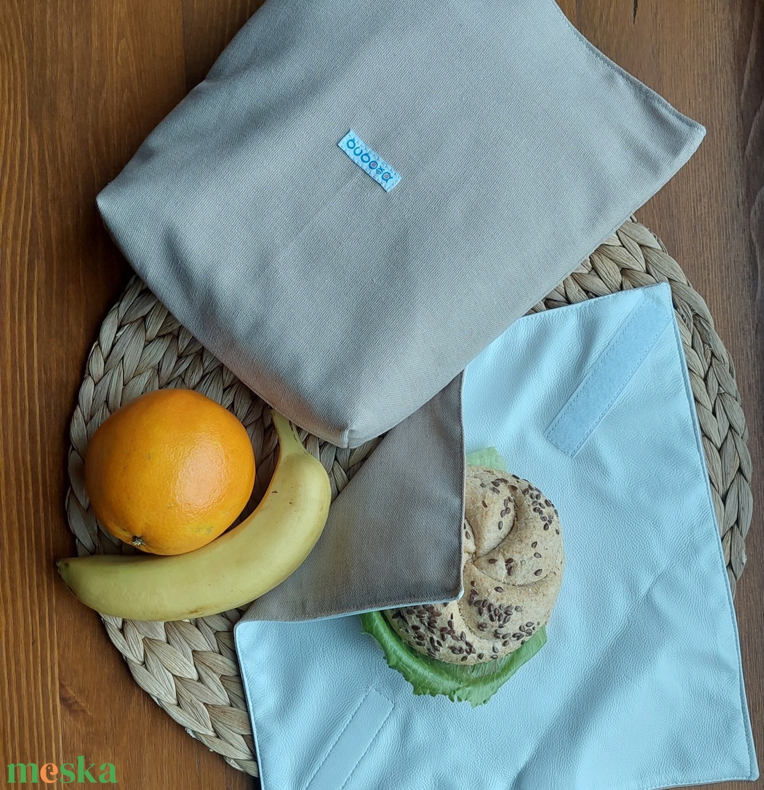 BUBOXA GREEN  többször használatos letörölhető uzsonnacsomagoló szett - újraszalvéta + újratasak - táska & tok - uzsonna- & ebéd tartó - szendvics csomagoló - Meska.hu