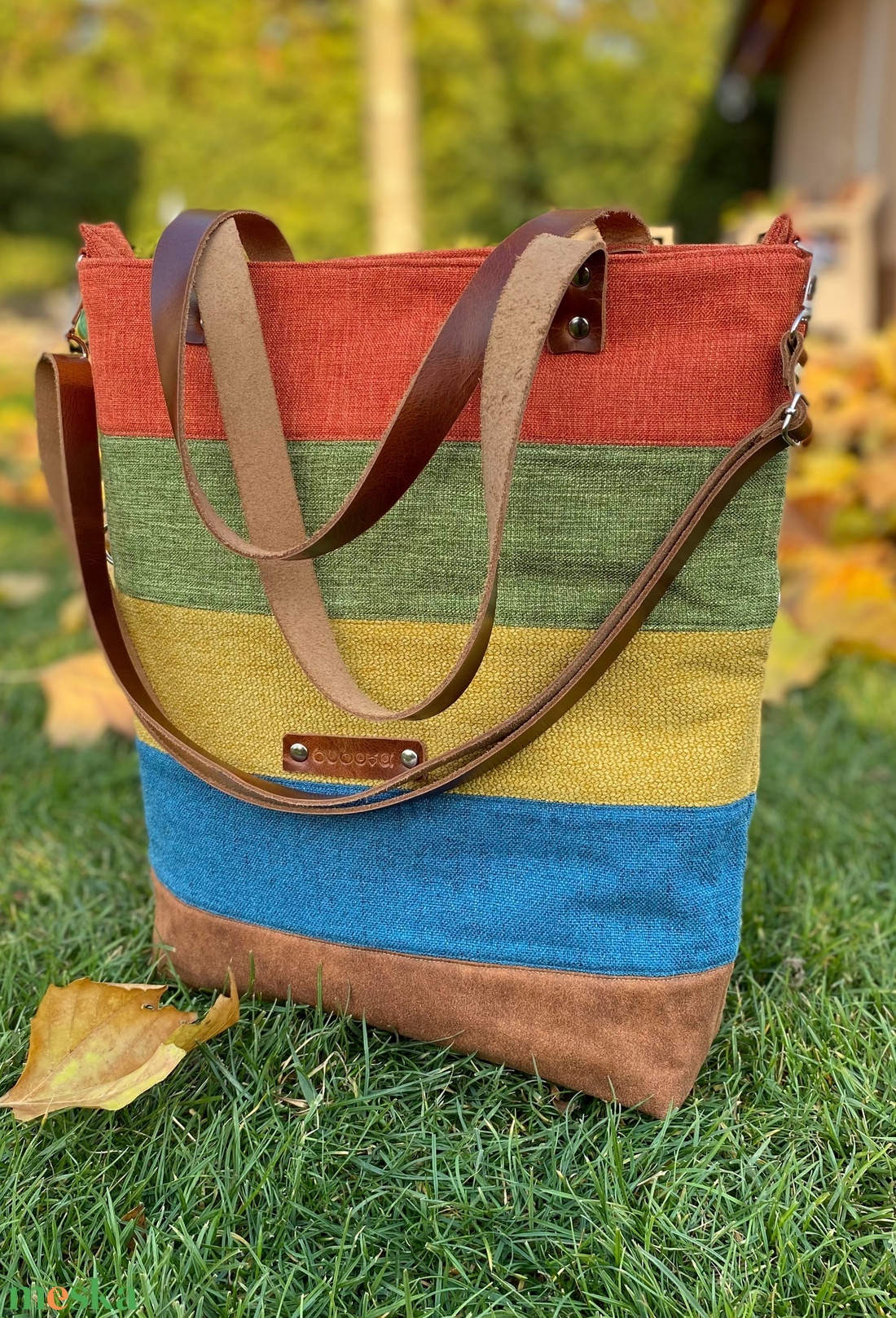 CAPENSIS kollekció - Variálható valódi bőr pántos színes szövettáska  - táska & tok - kézitáska & válltáska - válltáska - Meska.hu