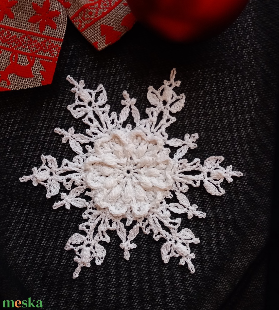 Horgolt karácsonyi hópehely - karácsony - karácsonyi lakásdekoráció - karácsonyfadíszek - Meska.hu