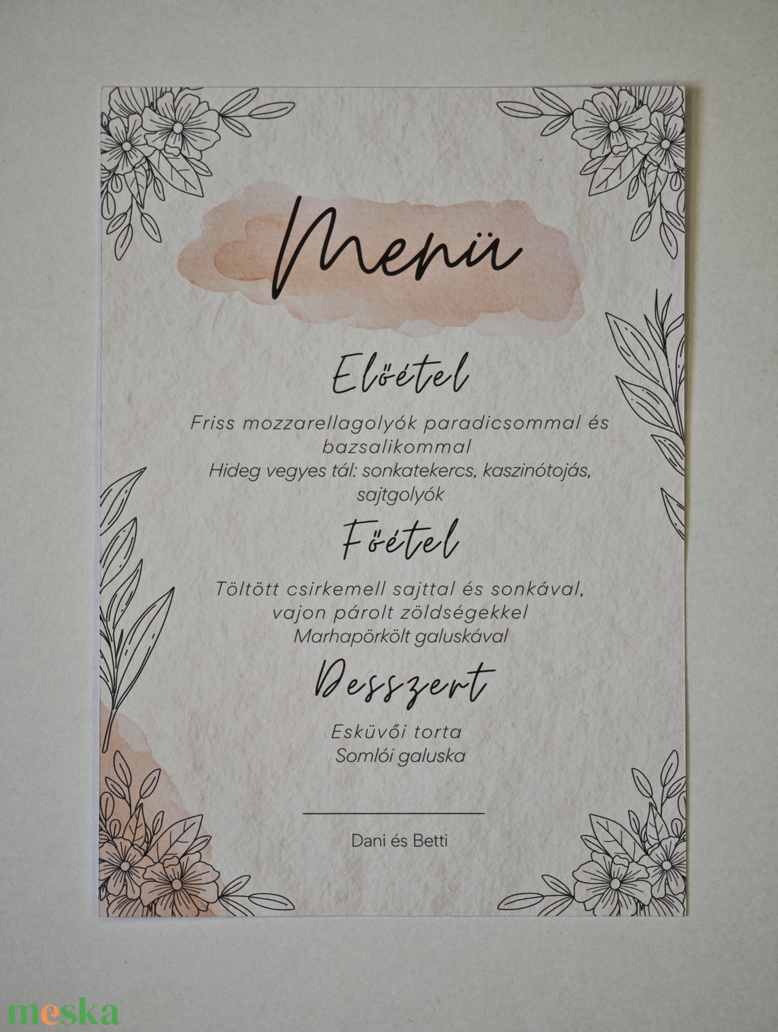 Esküvői menüsor - virágos design - esküvő - meghívó & kártya - menü - Meska.hu Esküvői menüsor - virágos design - esküvő - meghívó & kártya - menü - Meska.hu