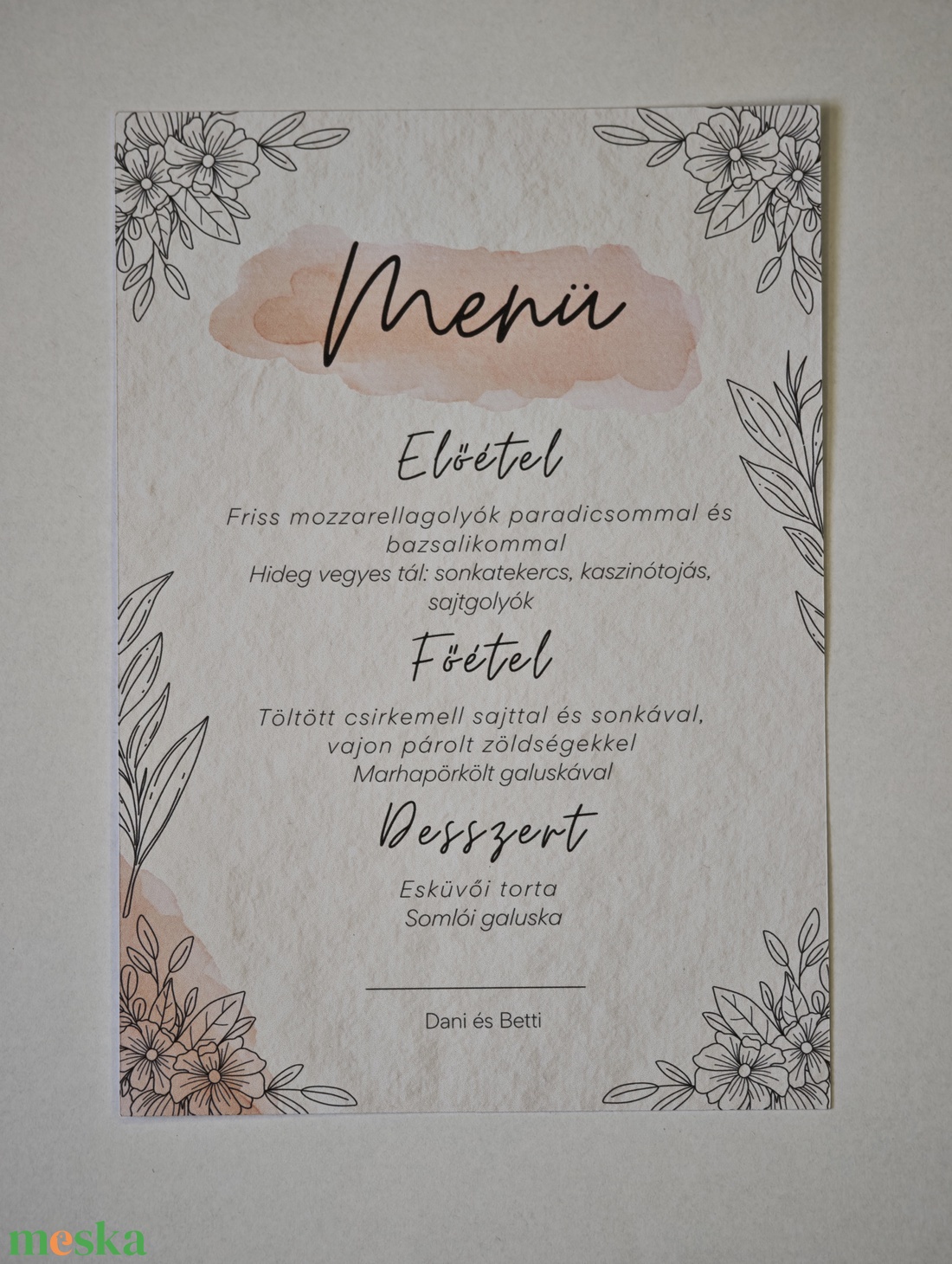 Esküvői menüsor - virágos design - esküvő - meghívó & kártya - menü - Meska.hu Esküvői menüsor - virágos design - esküvő - meghívó & kártya - menü - Meska.hu