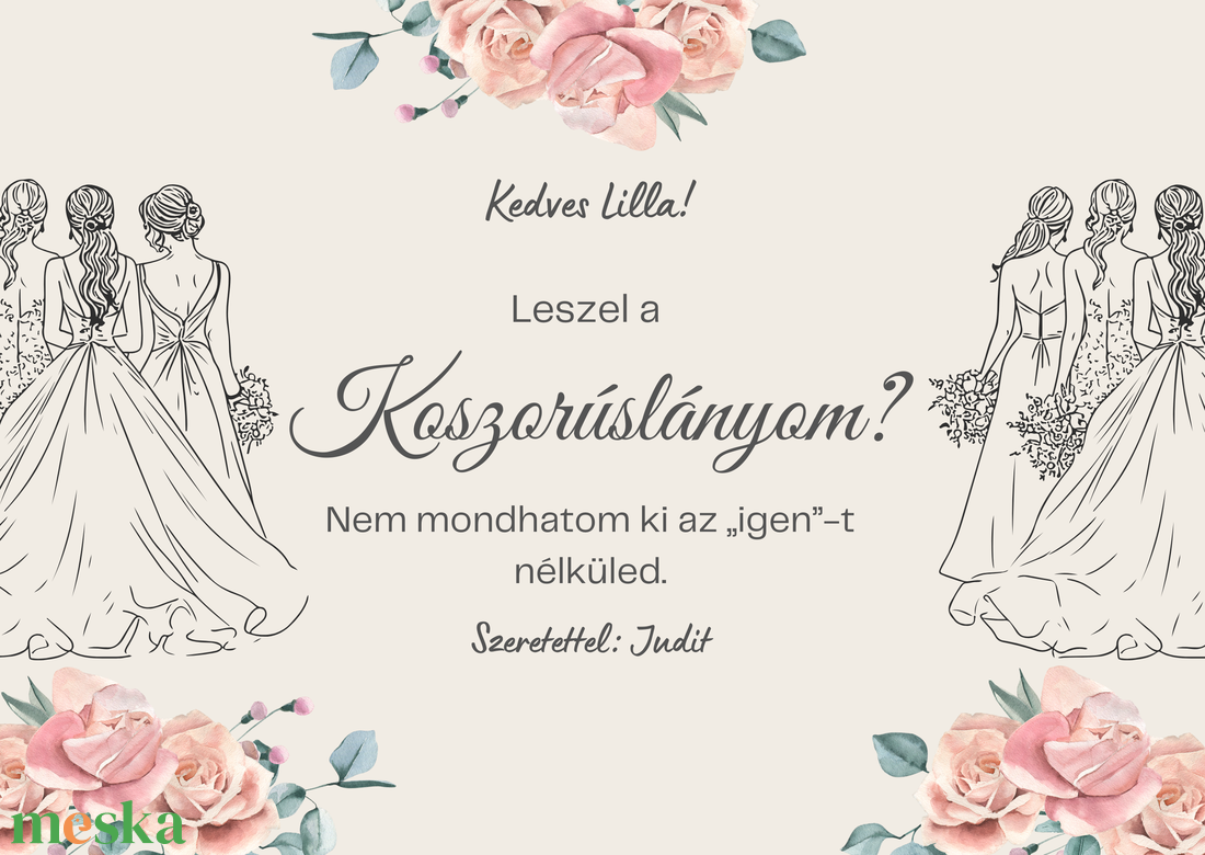 Koszorúslány felkérő - esküvő - meghívó & kártya - koszorúslány felkérő - Meska.hu