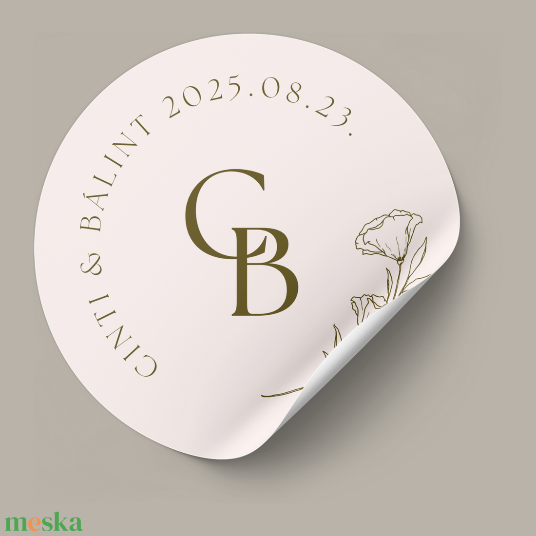 Esküvői matrica púderrózsaszín alapon virágos monogram - esküvő - meghívó & kártya - meghívó - Meska.hu Esküvői matrica púderrózsaszín alapon virágos monogram - esküvő - meghívó & kártya - meghívó - Meska.hu